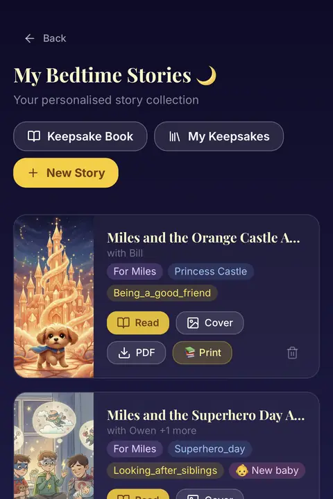 Magic Bedtime Stories screen